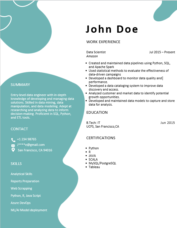 senior data scientist resume